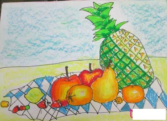 夏季水果儿童画，小孩子儿童画图片