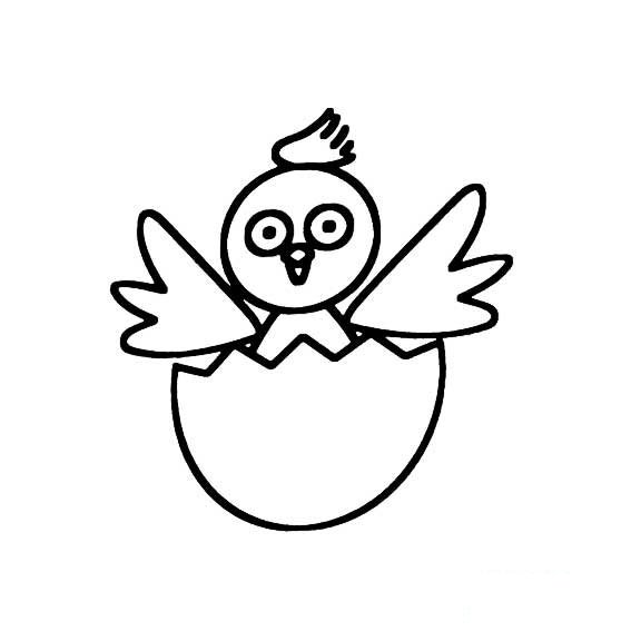 小鸡仔刚出蛋壳的简易画法
