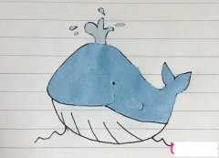 简单的动物简笔画，蓝鲸简笔画彩色