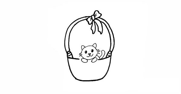 篮子里的小猫咪简笔画