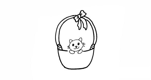 篮子里的小猫咪简笔画