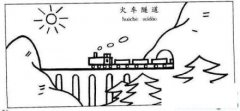 如何画幼儿风景：火车过隧道简笔画