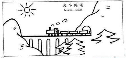 幼儿风景简笔画：火车过隧道