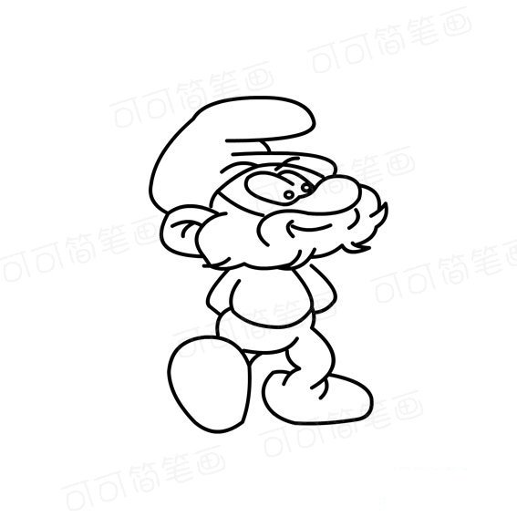 蓝爸爸的简单画法蓝精灵动画人物