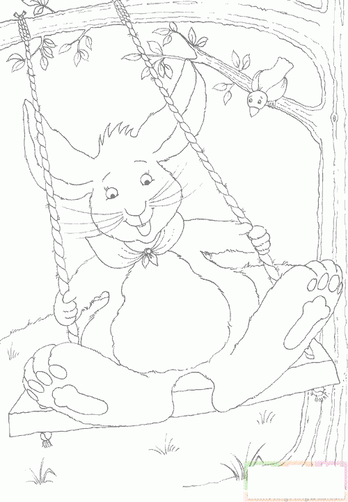 荡秋千的小兔子简笔画