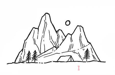 怎么画一座山丘风景的画法简笔画简单好看