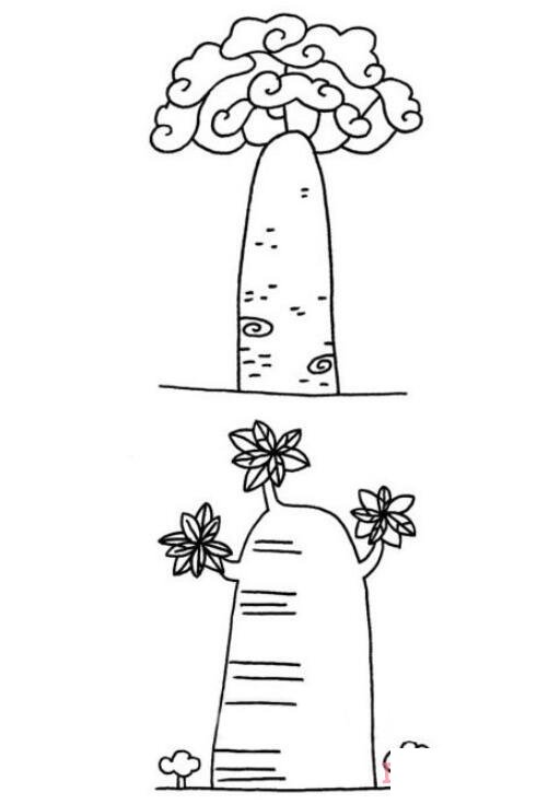 面包树怎么画简单 面包树简笔画图片