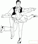 一对中年夫妇跳溜冰舞简笔画