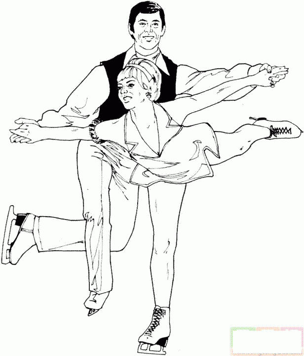 一对中年夫妇跳溜冰舞简笔画
