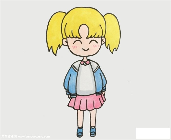 卡通画人物可爱小女孩