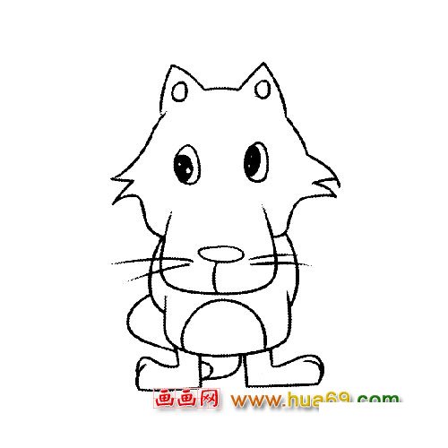 简笔画：开心的大灰狼4