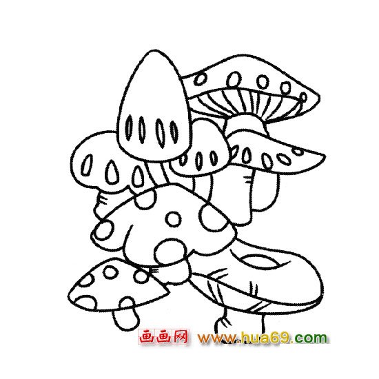 简笔画：蘑菇群1