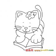 简笔画（看书的小猫咪）