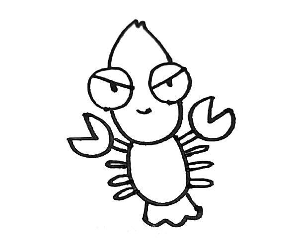 卡通龙虾简笔画