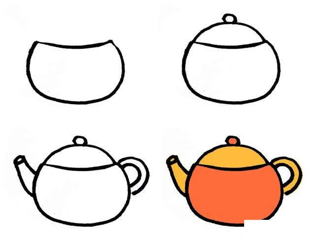 茶壶简笔画​的画法步骤图
