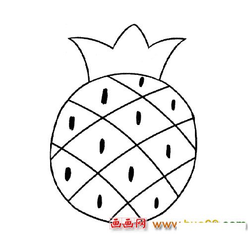 水果简笔画：一个凤梨5