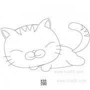 儿童简笔画：一只大花猫