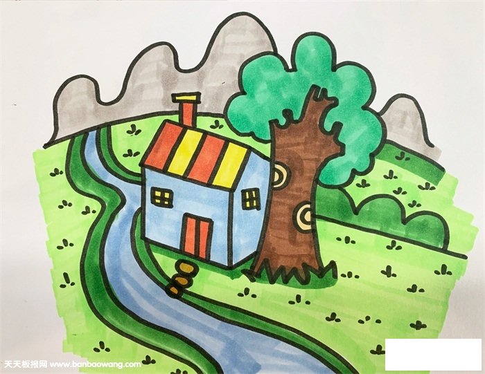 关于家乡美景的画