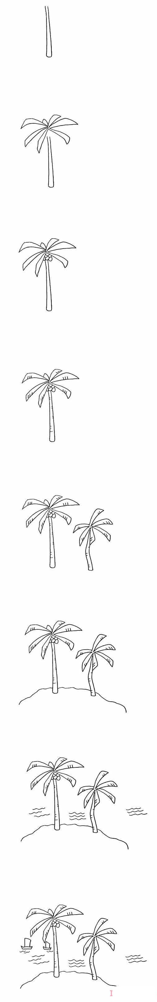 1分钟简笔画椰子树的画法详细步骤简单好看