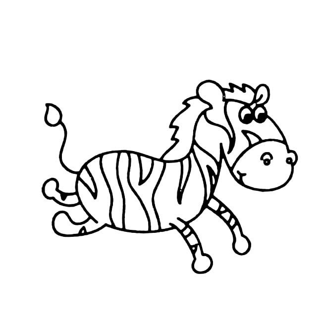 奔跑的斑马动物简笔画步骤图片大全