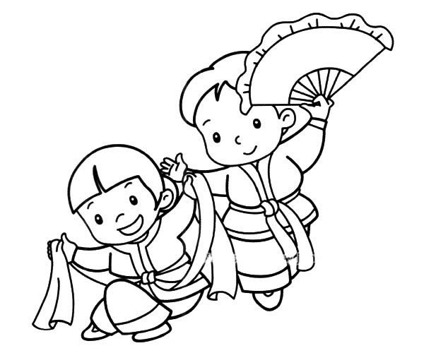 6个舞蹈中的小朋友简笔画图片