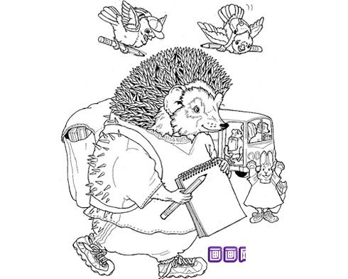 小刺猬去画画简笔画