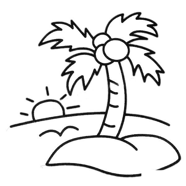 海岛风景简笔画图片