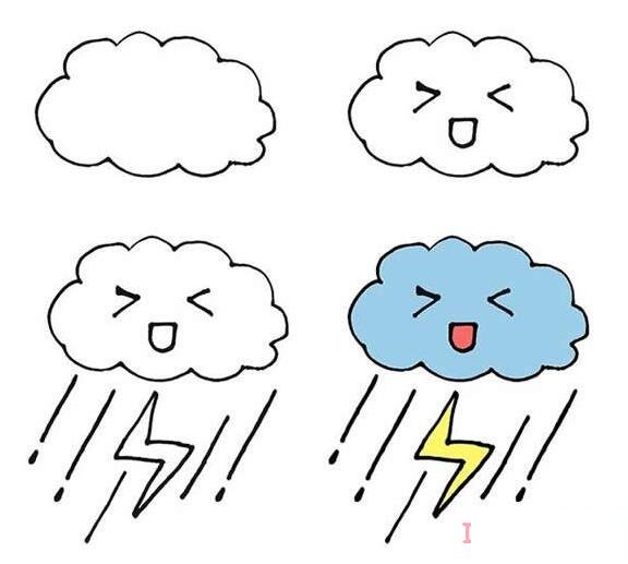 下雨天气预报简笔画怎么画简单好看