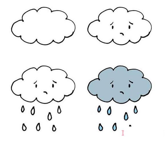 下雨天气预报简笔画怎么画简单好看