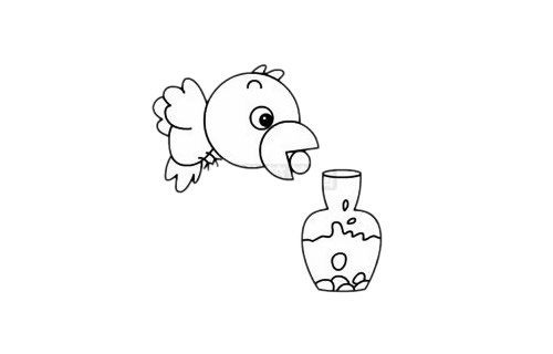 乌鸦喝水简笔画图片