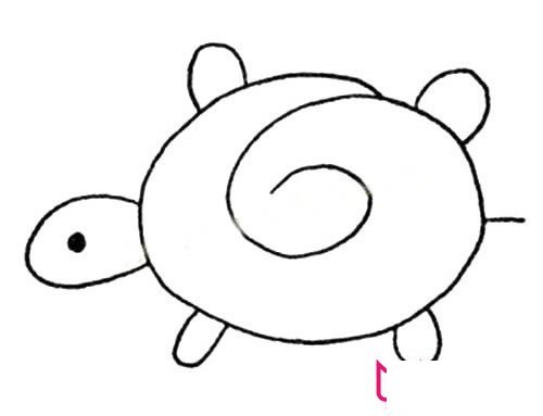 动物简笔画大全，慢吞吞的乌龟简笔画