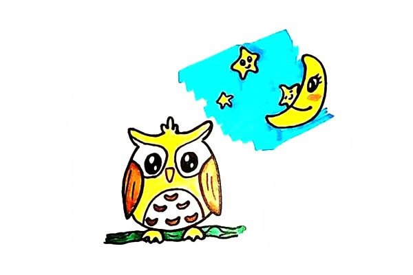 猫头鹰简笔画