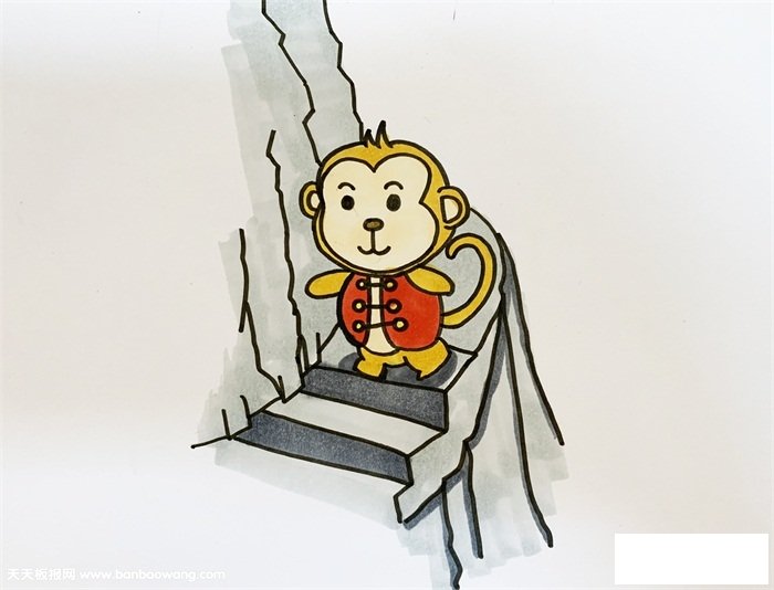 小猴子下山怎么画