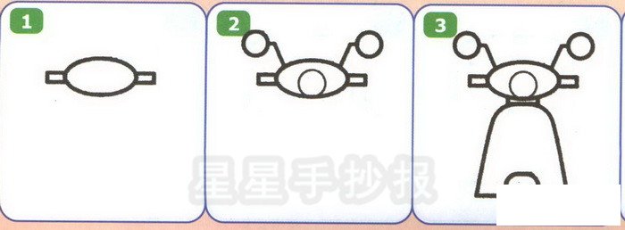 踏板女式摩托车简笔画