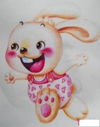 欢乐的兔子，可爱的儿童画图片