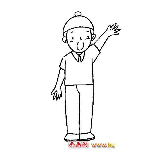 人物简笔画：做操的小男孩