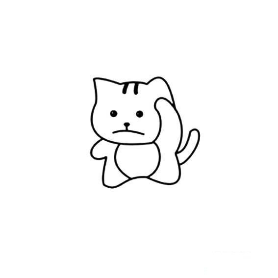 小花猫思考的简单画法