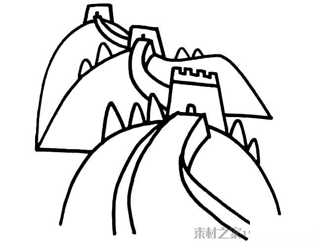 手绘长城简笔画图片
