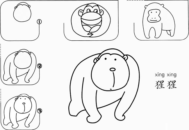 猩猩怎么画简笔画图片
