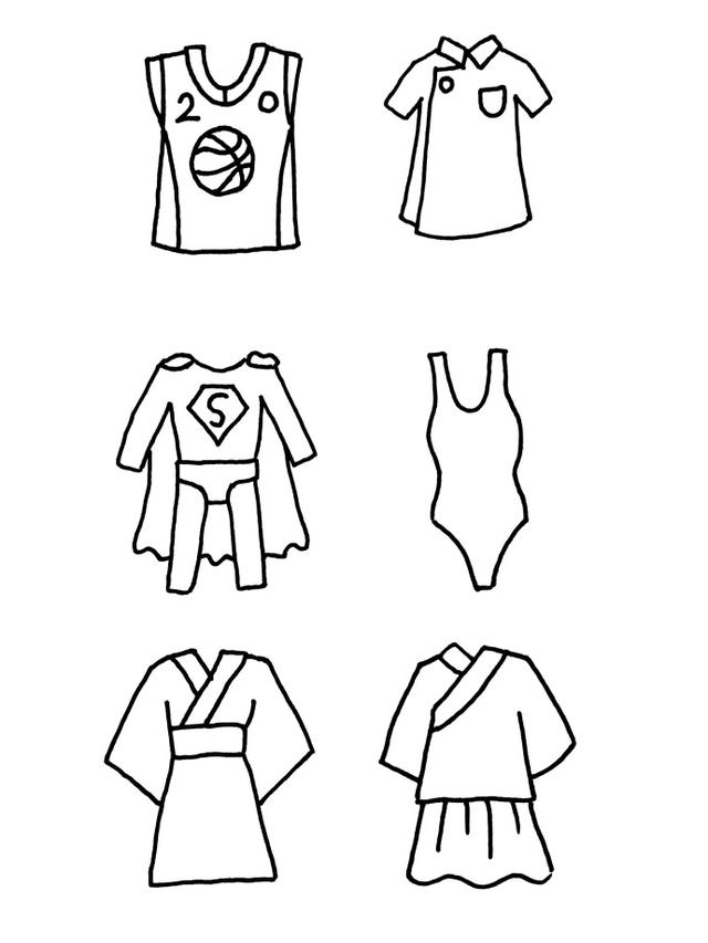 卡通服服装简笔画
