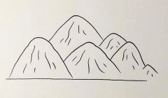 高山流水的简笔画画法步骤教程