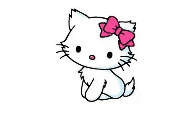 戴蝴蝶结的猫咪简笔画步骤图