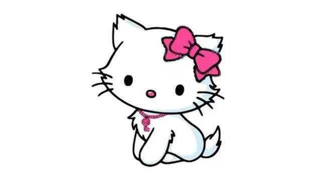 戴蝴蝶结的猫咪简笔画步骤图