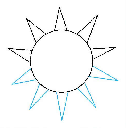 卡通太阳简笔画步骤图片