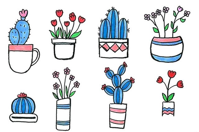 盆栽植物简笔画4