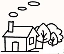 如何画幼儿园风景:乡间小屋简笔画