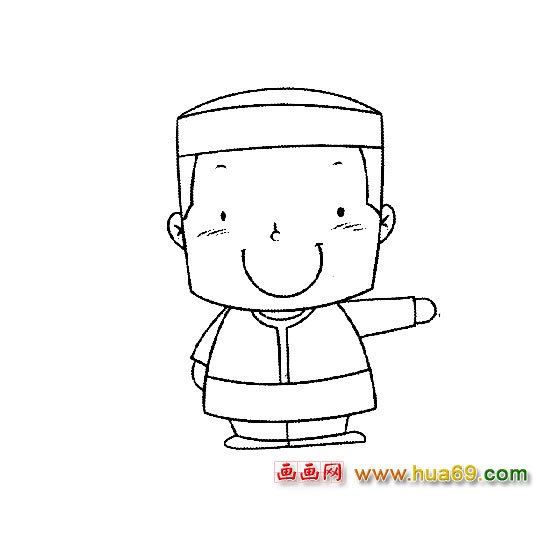 人物简笔画：戴帽子的小男孩
