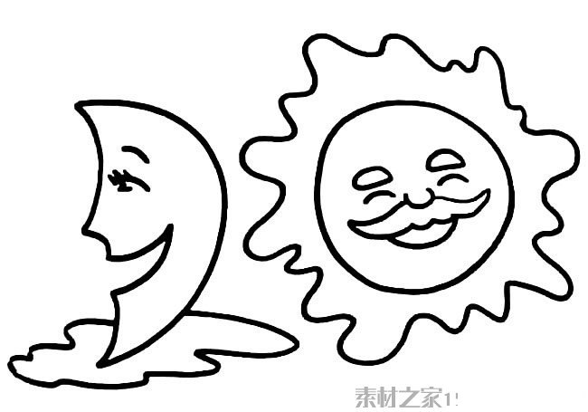 太阳和月亮简笔画图片