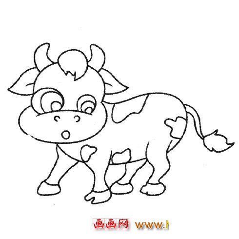 儿童简笔画：一头小奶牛