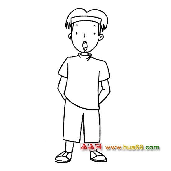 人物简笔画：唱歌的小男孩1